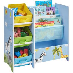 LIBERTY HOUSE TOYS Storage Unit TF5007 Medium-density fibreboard and Fabric 2+ 650 (W) x 300 (D) x 600 (H) mm Blue