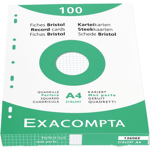 Exacompta Index Cards 13606E A4 White 21.3 x 30 x 2.5 cm Pack of 10