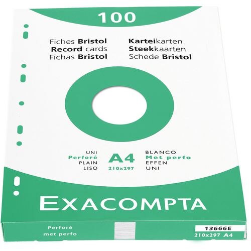 Exacompta Index Cards 13666E A4 White 21.3 x 30 x 2.5 cm Pack of 10