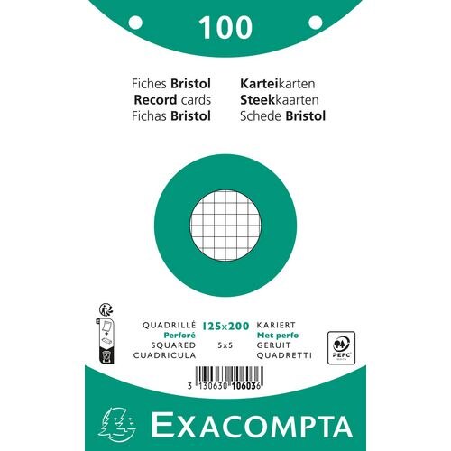 Exacompta Index Cards 10603E 125 x 200 mm White 12.7 x 20.3 x 2.5 cm Pack of 12
