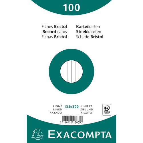 Exacompta Index Cards 10803X 125 x 200 mm White 12.7 x 20.3 x 2.5 cm Pack of 12