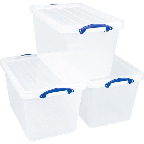 Really Useful Box Storage Box 56C-PK3CB 56 L Transparent PP (Polypropylene) 40 x 60 x 35 cm Pack of 3