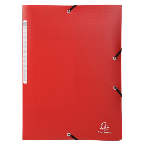 Exacompta OpaK 3 Flap Folder 55085E PP (Polypropylene) Rubber Band 24 (W) x 0.2 (D) x 32 (H) cm Red Pack of 50