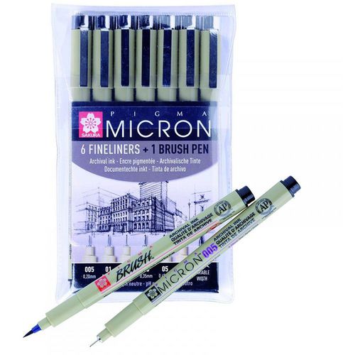 Sakura Fineliner Pen POXSDK7B Black 0.759 x 1.4 x 0.16 cm Pack of 7