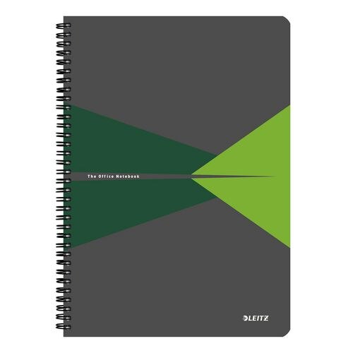 LEITZ Office Wirebound Notebook A4 Ruled PP (Polypropylene) Green Perforated Pack of 5