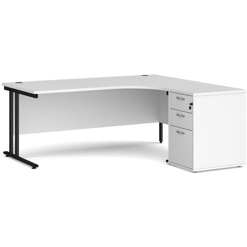 Dams International Desk with Pedestal EBK18RWH 1,800 x 1,626 x 725 mm