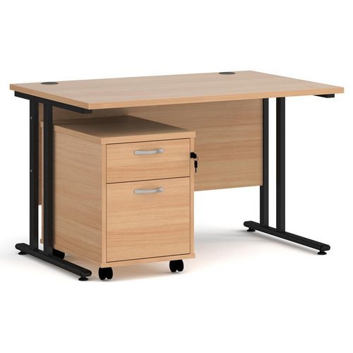 Dams International Straight Desk with 2 Drawer Pedestal SBK212B 1,200 x 800 x 725 mm