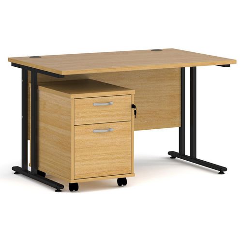Dams International Straight Desk with 2 Drawer Pedestal SBK212O 1,200 x 800 x 725 mm