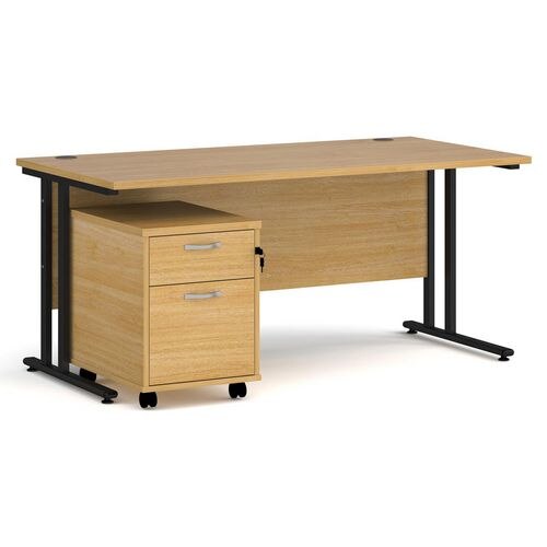 Dams International Straight Desk with 2 Drawer Pedestal SBK216O 1,600 x 800 x 725 mm