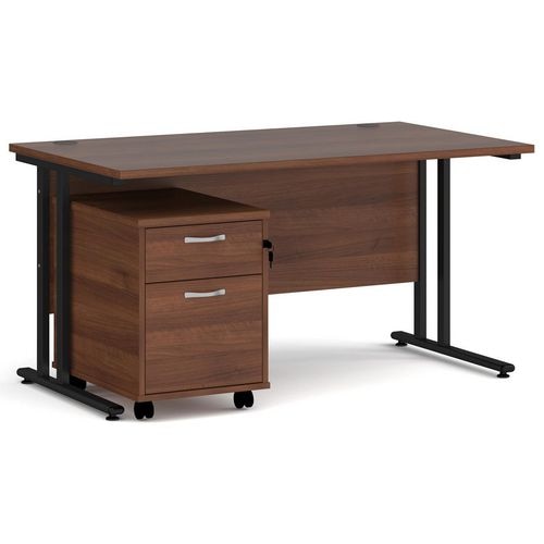 Dams International Straight Desk with 2 Drawer Pedestal SBK214W 1,400 x 800 x 725 mm