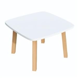 Paperflow Side Table with White & Beech Coloured Medium-Density Fibreboard & Lacquered Solid Wood Top and 4 Feet Legs Woody 600 x 600 x 400mm