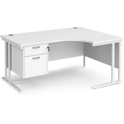 Dams International Right Hand Ergonomic Desk MC16ERP2WHWH 1,600 x 1,200 x 725 x 800 - 990 mm
