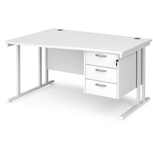 Dams International Wave Desk MC14WLP3WHWH 1,400 x 725 x 800 - 990 mm