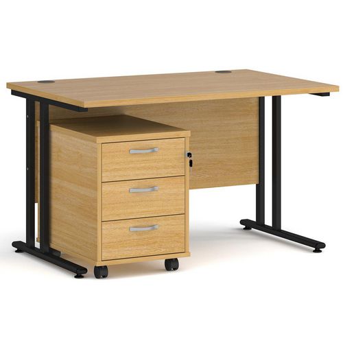 Dams International Straight Desk with 3 Drawer Pedestal SBK312O 1,200 x 800 x 725 mm