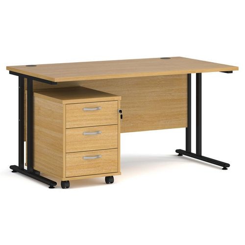 Dams International Straight Desk with 3 Drawer Pedestal SBK314O 1,400 x 800 x 725 mm