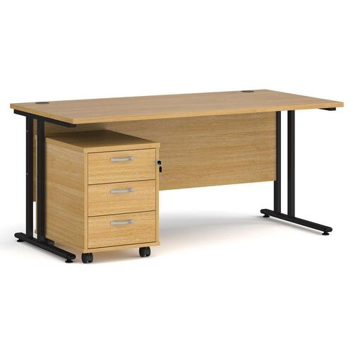 Dams International Straight Desk with 3 Drawer Pedestal SBK316O 1,600 x 800 x 725 mm