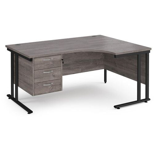 Dams International Right Hand Ergonomic Desk MC16ERP3KGO 1,600 x 1,200 x 725 mm