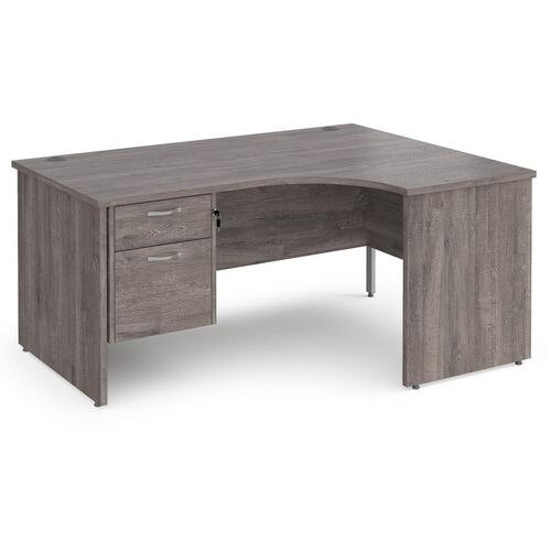 Dams International Maestro 25 Right Hand Ergonomic Desk Wood Grey Oak 1,600 x 1,200 x 725 mm