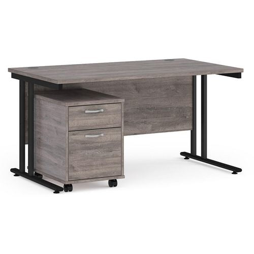 Dams International Straight Desk with 2 Drawer Pedestal SBK214GO 1,400 x 800 x 725 mm