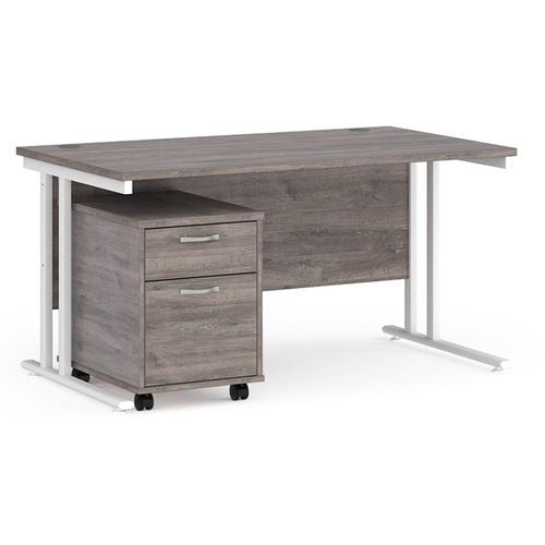 Dams International Straight Desk with 2 Drawer Pedestal SBWH214GO 1,400 x 800 x 725 mm