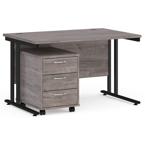 Dams International Straight Desk with 3 Drawer Pedestal SBK312GO 1,200 x 800 x 725 mm