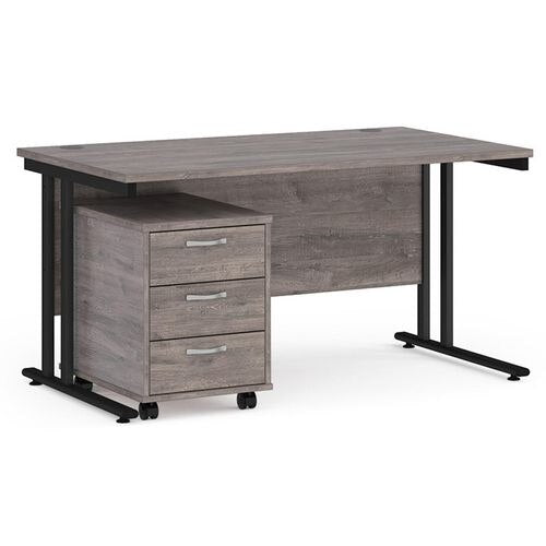 Dams International Straight Desk with 3 Drawer Pedestal SBK314GO 1,400 x 800 x 725 mm