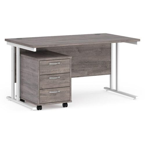 Dams International Straight Desk with 3 Drawer Pedestal SBWH314GO 1,400 x 800 x 725 mm
