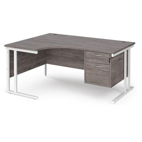 Dams International Left Hand Ergonomic Desk MC16ELP2WHGO 1,600 x 1,200 x 725 mm