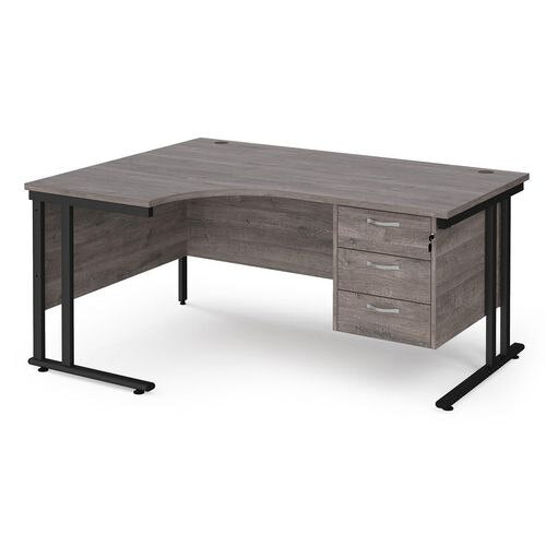 Dams International Left Hand Ergonomic Desk MC16ELP3KGO 1,600 x 1,200 x 725 mm