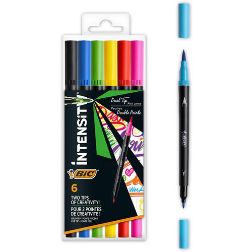 BIC Intensity Dual Tip Pens 0.7 mm, 0,9 mm Multicolour Pack of 6