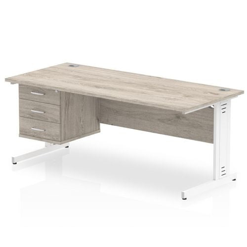 dynamic Ergonomic Desk Impulse MIRDW18FP3WGRY Grey Oak 1800 mm x 800 mm x 730 mm