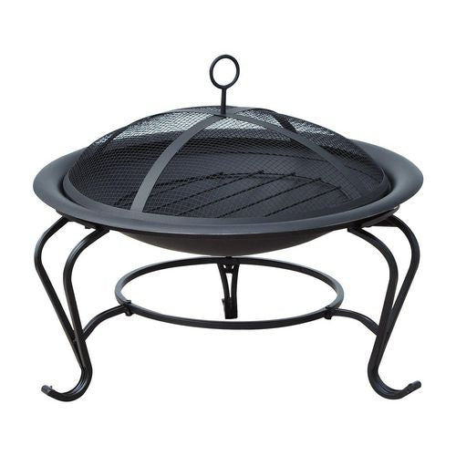 OutSunny Round Fire Pit with Poker Black