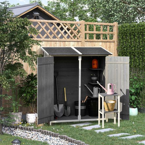 OutSunny Garden Storage Shed Grey 139 x 75 x 160 cm