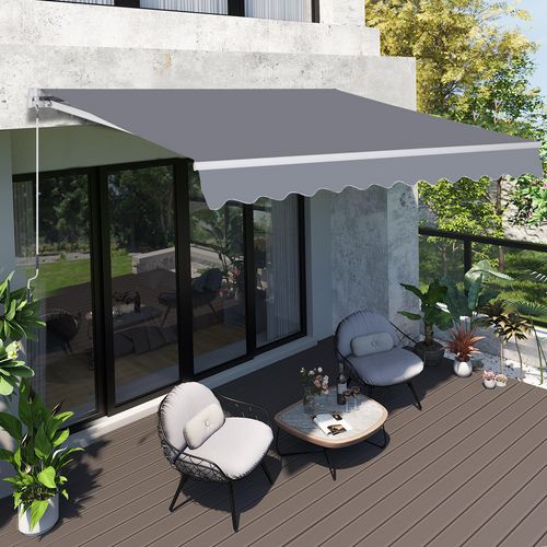 OutSunny 3 x 2.5 m Manual Awning Canopy Sun Shade Shelter Retractable for Garden Grey
