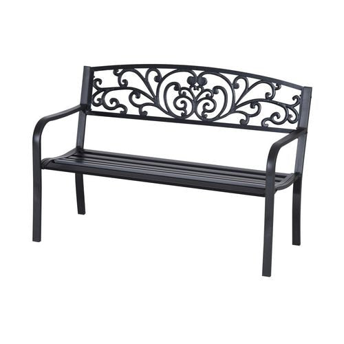 OutSunny 2-Seater Garden Bench, Steel-Black