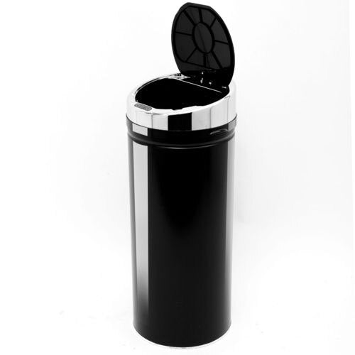 HOMCOM Trash Can Stainless Stell Black 30.5 x 68 cm