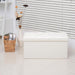 HOMCOM Folding Storage Ottoman Cream White