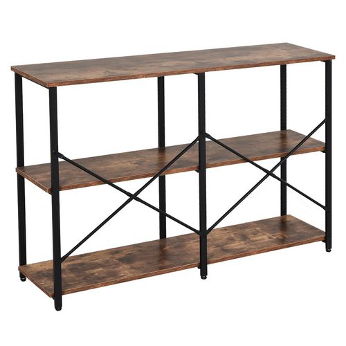 HOMCOM Industrial Wood Rack Steel Brown