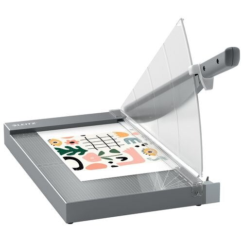 Leitz Precision Office Pro Guillotine Paper Cutter 9023 A4+ 381 mm Steel Blade Premium Glass Bed EdgeGlow Light Grey 25 Sheets
