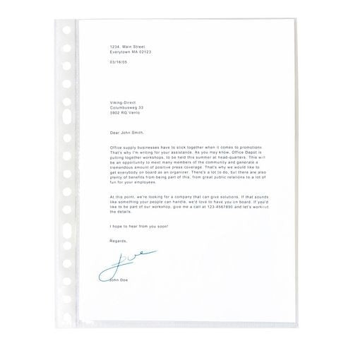 Office Depot Punched Pockets A5 Transparent 80 microns Polypropylene Up 17 Holes Pack of 25