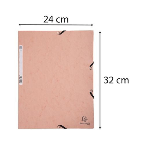 Exacompta Aquarel 3 Flap Folder A4 Mottled Pressboard Rubber Band 320 x 240 mm Coral Pack of 5
