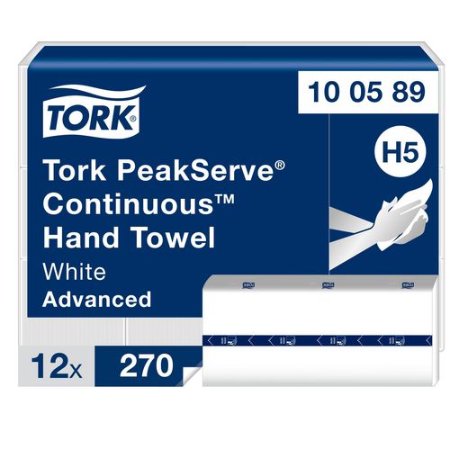 Tork Peakserve Hand Towels H5 2 Ply 20.1 x 22.5 cm 270 Sheets Pack of 12