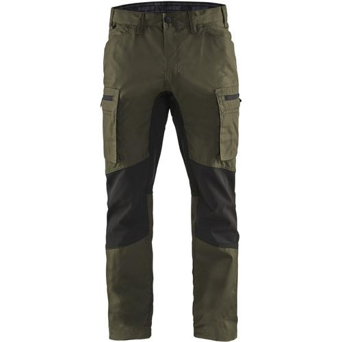 BLÅKLÄDER Trousers 14591845 Cotton, PL (Polyester) Dark Olive Green, Black Size 37S