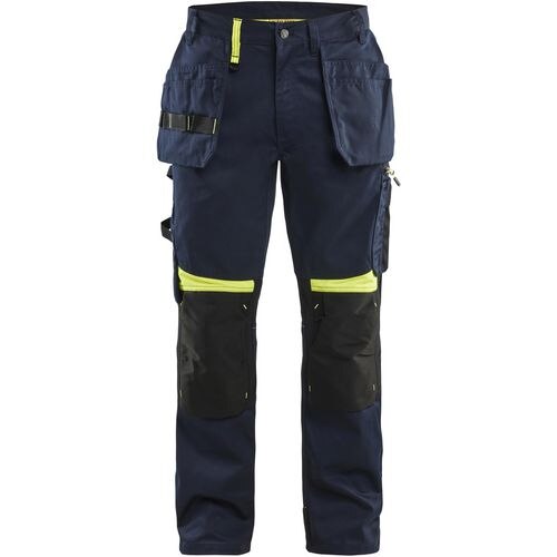 BLÅKLÄDER Trousers 15551860 Cotton, PL (Polyester) Dark Navy Blue, Yellow Size 36S