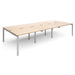 Dams International Rectangular Triple Back to Back Desk with Beech Coloured Melamine Top and Silver Frame 4 Legs Adapt II 3600 x 1600 x 725mm
