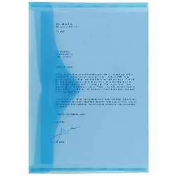 Office Depot Document Wallet A4 Press Stud PP (Polypropylene) Landscape 23.5 (W) x 33.5 (H) cm Blue, Transparent Pack of 5