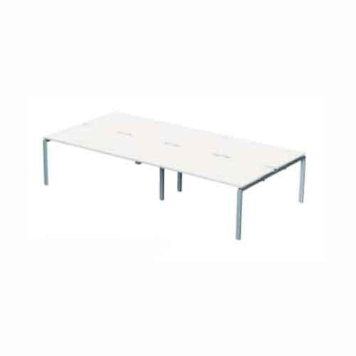 Dams International Rectangular Double Back to Back Desk with White Melamine Top and Silver Frame 4 Legs Adapt II 1600 x 1600 x 725mm