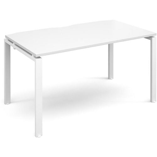 Dams International Rectangular Single Desk with White Melamine Top and White Frame 4 Legs Adapt II 1400 x 800 x 725 mm