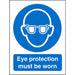 Mandatory Sign Eye Protection Must Be Worn Vinyl Blue, White 30 x 20 cm