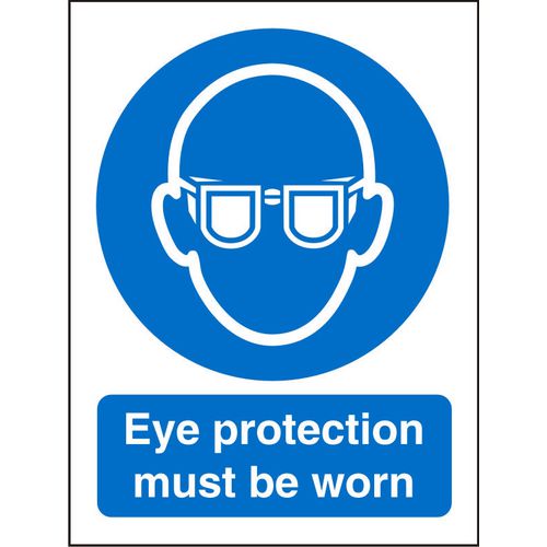 Mandatory Sign Eye Protection Must Be Worn Plastic Blue, White 30 x 20 cm